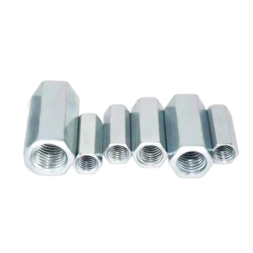 M16-2 x 49mm Long Rod Metric Hex Coupling Galvanized Carbon Steel Hex Threaded Rod Coupler for Furniture, Electronic, Industrial 8 Pcs M16-2x49mm（8 Pcs）