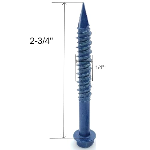 BCP Fasteners 1/4" x 2-3/4" Hex Head Concrete Screws, 100 Pack