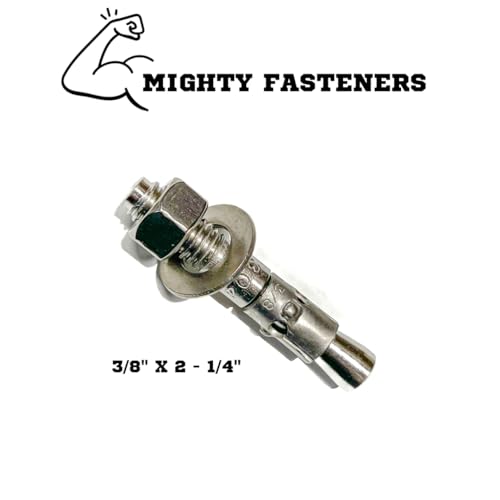 Mighty Fasteners 304 Stainless Steel Wedge Anchors 3/8" X 2-1/4" - 25 Pack 3/8" X 2-1/4"