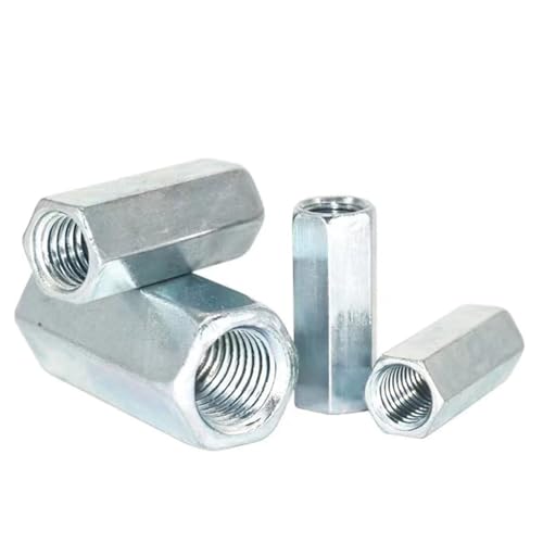 M16-2 x 49mm Long Rod Metric Hex Coupling Galvanized Carbon Steel Hex Threaded Rod Coupler for Furniture, Electronic, Industrial 8 Pcs M16-2x49mm（8 Pcs）