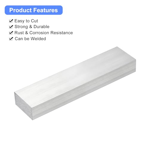 uxcell Square Aluminum Flat Bar, 1" Thickness 2" Width 8" Length Square Aluminum Bar 6061 Aluminum Flat Plate, 25 x 50 x 203mm T6511 Solid New Mill Stock 1" x 2" x 8"