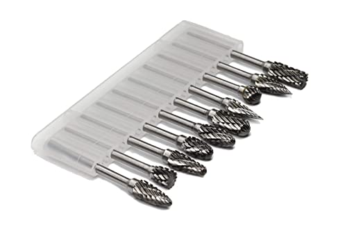 Carbide Burr Set Solid Tungsten Carbide Rotary Burrs 3mm(0.118'') Shank Fits Die Grinder Drill for Woodworking,Drilling Metal Carving Engraving Polishing