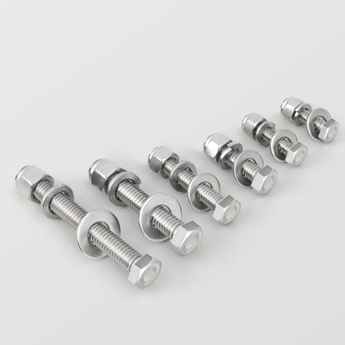 (18 Sets) 3/8-16 x 2-1/2" Hex Head Screw Bolt,Lock Nuts,Flat & Lock Washers Kits,304 Stainless Steel 18-8,Fully Threaded 3/8-16 x 2-1/2"