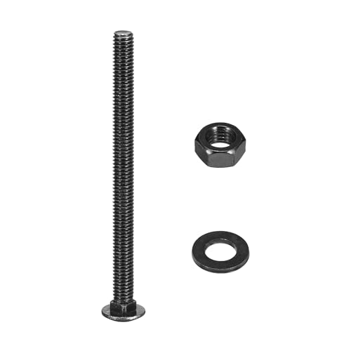 uxcell M6x80mm Square Neck Carriage Bolts with Nuts & Washers, 50Set 304 Stainless Steel Round Head Square Neck Coach Bolt Screws, Black 50