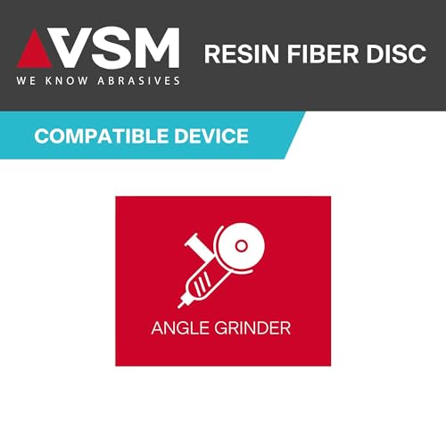 VSM 25-Pack - 7 inch 100 Grit (Fine) - Aluminum Oxide Resin Fiber Disc, Tear-Resistant Fiber Backing, Durable, Hand-Held Machine Compatible Abrasive Discs 7"