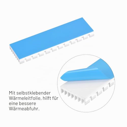 QUARKZMAN M.2 2280 NVMe SSD Heatsink Cooler with Aluminum Alloy Thermal Pad for PC, 70 x 22 x 6 mm, White