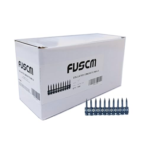 1" Collated Concrete Nails, .115" Shank Black Drive Pins,1000pcs/pack 100 1"