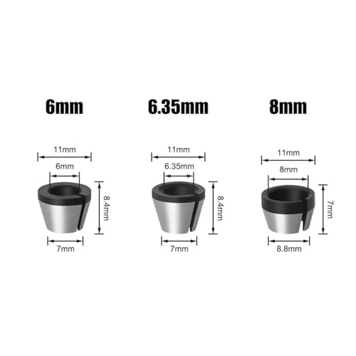 Pack of 3 Collets Adapter, Collet Chuck Tool Adapter with 2 Clamping Nuts for Straight Grinder Cutting Engraving Machine