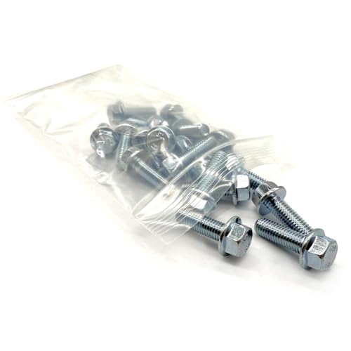 (50 Pieces) M8-1.25x25 Class 10.9 JIS Hex Flange Bolts Screws UNC Coarse Full Threads Zinc Clear 50