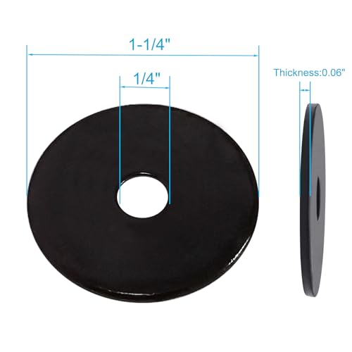 100 Pack 1/4" ID x 1-1/4" OD Fender Washers, Black Oxide, 18-8(304) Stainless Steel, Washers for 1/4" Screws & Bolts