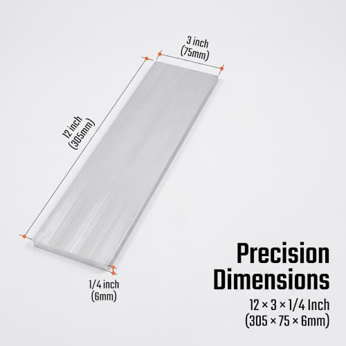 4 Pcs 12 x 3 x 1/4 Inch Aluminum Flat Bar, 305 x 75 x 6mm 6061 Aluminum Sheet Plate for DIY, Crafting, Industry