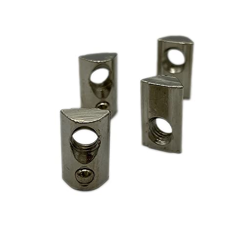 40Pcs M8 Thread T Slot Spring Nuts, Silver Carbon Steel Nickel-Plated Half Round Roll in Spring T Slot Nut for European Standard 4040 Series Aluminum Extrusion Profile (A Pack of 40pcs)