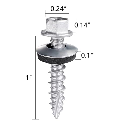 300Pcs Silver #10x1 Metal Roofing Screws for Metal Roofs, Sheds,Fences #10x1" 300