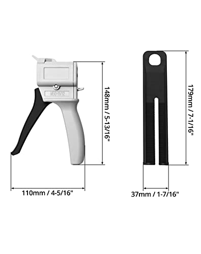 QWORK 50ml Dispensing Gun Kit, Impression Mixing Dispensing Gun, 1: 1/1: 2 AB Ratio, Static Mixer Mixing Nozzle, 4 Pack