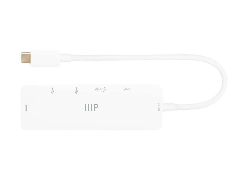 Monoprice 5-in-1 USB-C to 4K HDMI Display Adapter and USB Hub (4K@60Hz) Fast Charge, 100W PD 3.0, 5Gbps, Portable, Plug-n-Play, Compatible with Windows and MacOS Operating Systems, White