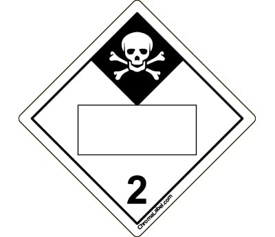 ChromaLabel 2 by 2 Permanent Durable Square D.O.T. Hazard Labels, Hazard Class 2 Blank Label, Black Triangle, 100/Roll 2" x 2" Class 2 Blank - Black Triangle