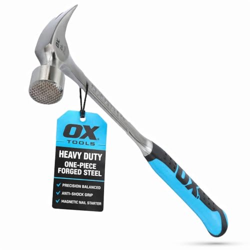 OX 28 oz Framing Hammer - Milled Face, Anti-Vibration Rubber Grip Handle 28 ounce Milled-Face