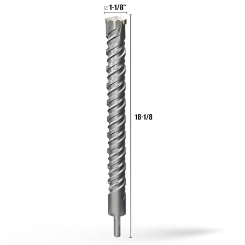 CSOOM SDS Plus Rotary Hammer Drill Bit 1-1/8"x18.11", Professional Concrete Drill Bit for Concrete, Brick, Stone and Cement Walls 1-1/8"x18.11"