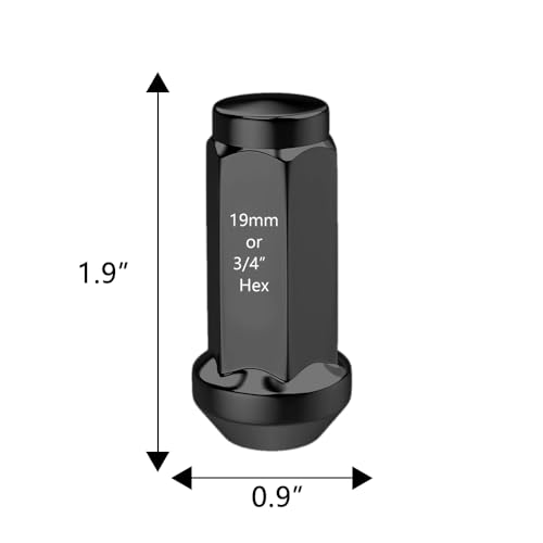 M14x1.5 Lug Nuts, Hunting Horse 24 Pack Long Bulge Acorn Closed End Lug Nuts Conical Seat 1.9" Tall 3/4" Hex Compatible with Ford Chevy Lincoln GMC Cadillac, Black M14X1.5
