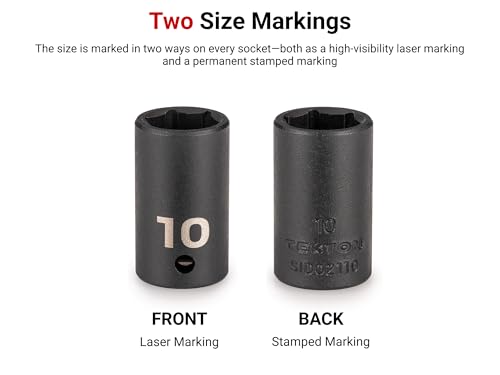 TEKTON 1/2 Inch Drive Impact Socket Set, 17-Piece | SID92321 Shallow 17-Piece (5/16-15/16 in.) Tool Only