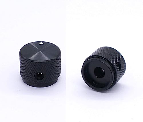Taiss 2pcs Aluminum Electronic Potentiometer Knob Black for 6mm Diameter Shaft Volume Control Audio Guitar Knob Gear Knob 20mm x 15.5mm Height