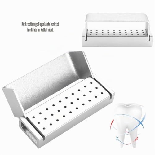 Dental Disinfectant Drill Holder, Aluminum Organizer with Cover, Autoclavable, Drill Block Case for 30 Holes (Silver)