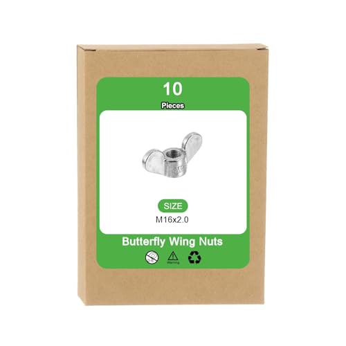 uxcell M16x2.0mm Wing Nut 10 Pcs, 304 Stainless Steel Butterfly Wing Nuts Fasteners Parts Hand Twist Tighten Wing Nuts for Machinery Electronic Equipment DIY, Silver