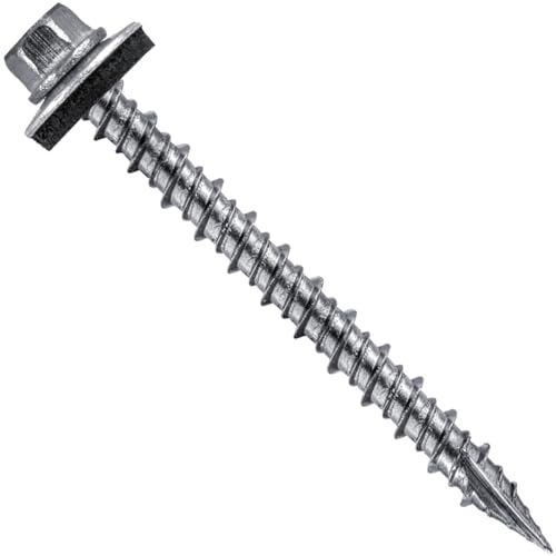 9 x 2 NO Paint Stainless Steel Metal Roofing Screws - Hex Washer Head - Self-Piercing (SP) tip Metal to Wood siding Screws - EPDM Washer. 1 x 250 Count Bag - 250 Screws 2"