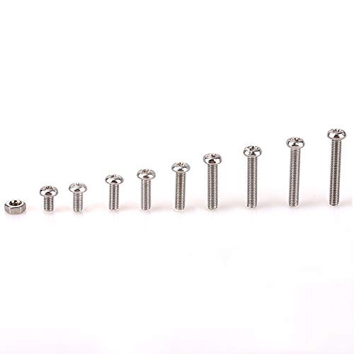 340pcs 304 Stainless Steel Cross Recessed Screw M3 Cross Screw Nuts A Variety of Length Options Hex Nut Combination