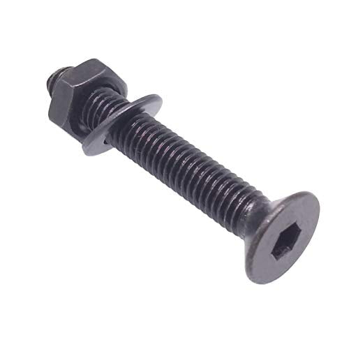 Yodaoke 100pcs M6-1.0 x 45mm Flat Head Socket Cap Screws, Alloy Steel Grade 10.9, DIN 7991, Allen Socket Drive, with Nuts and Washers