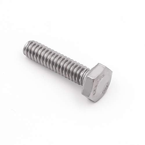KINJOEK 100 Pieces 1/4-20 x 1-1/2 Inch Stainless Steel Hex Bolts, Hex Head Cap Screw Bolts, 18-8 304 S/S Fully Threaded Hexagon Bolts Fastener