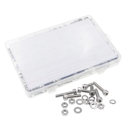 1080PCS M2-M6 304 SS Knurled Socket Head Cap Screws Nuts Washers Kit