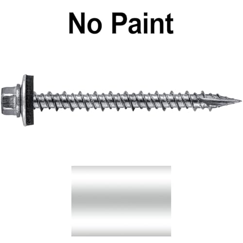 9 x 2 NO Paint Stainless Steel Metal Roofing Screws - Hex Washer Head - Self-Piercing (SP) tip Metal to Wood siding Screws - EPDM Washer. 1 x 250 Count Bag - 250 Screws 2"