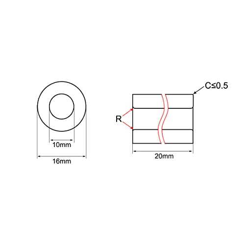sourcing map Bearing Sleeve 10mm Bore x 16mm OD x 20mm Length Self-Lubricating Sintered Bronze Bushings 10pcs 10x16x20mm