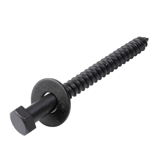3/8" x 4" Lag Bolts (50 PCS) Black Lag Screws for Wood, Double Anti-Rust Coatings, Heavy Duty Hex Head with Washers 3/8"x4"