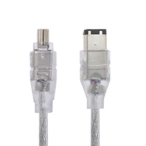 Cablecc 1394 6Pin to Firewire 400 IEEE 1394 4 Pin Male iLink Adapter Cord Cable for Camera Camcorder Transparent 1394 6Pin to Firewire 400 IEEE 1394 4 Pin
