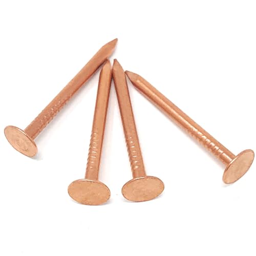 1.5 Inch Pure Copper Roofing Nails - 10 oz (100) Pack of Solid Copper Slate Spikes for Roofing, Flashing, Furniture, and Boat Building - 3/8" Head Diameter - Made in The USA (Pack of 3) 1.5in - 10 Oz (Pack of 3)