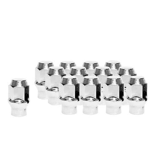 24 Pcs 1/2"-20 Extended Thread Lug Nuts, 1.44" Tall 3/4" Hex Conical Seat Lug Nuts, Chrome 1/2-20 Silver 24