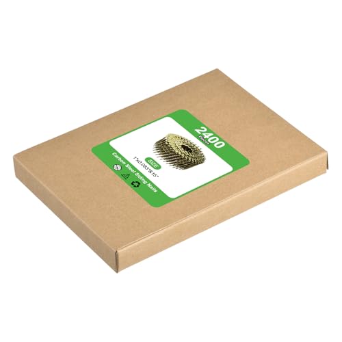 uxcell 2400 Count Siding Nails 1" x 0.083" 15-Degree Ring Shank Full Round Head Collated Wire Coil for Lath and Sheathing Materials 1" x 0.083"