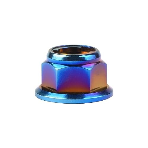 Titanium Flanged Head Metal Lock Nut (M8 Pitch 1.25mm,Burning Blue) M8 Pitch 1.25mm Burning Blue