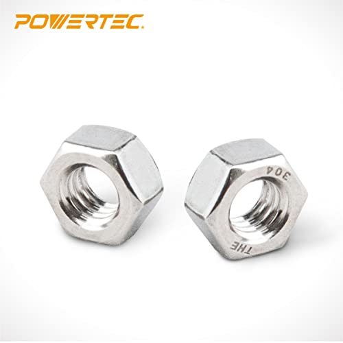POWERTEC QLN1106-P2V 3/8"-16 Stainless Hex Nut – 200 Pack