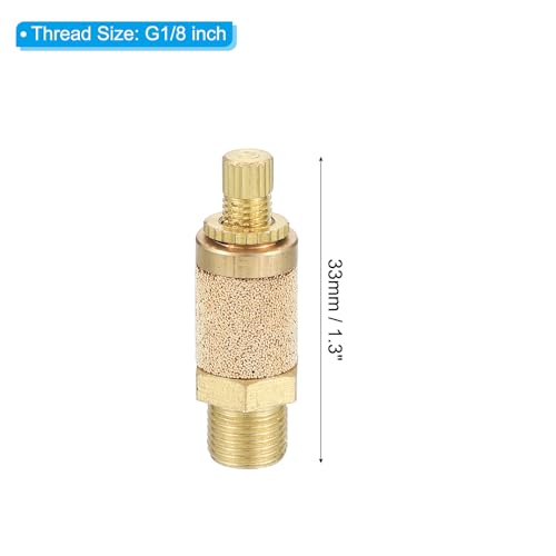 PATIKIL Air Pneumatic Mufflers, Top Adjustable Air Flow Speed Controller G1/8 Male Thread Sintered Bronze Exhaust Muffler for Compressor Cylinders Valves