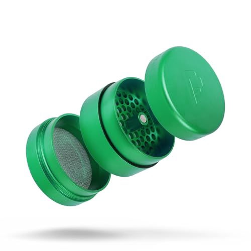 Pixel Cartel Herb Grinder Spice Mill 2.5 inches - Green Metal - Flower Mill Innovation - Teethless Grinder, PXL00050
