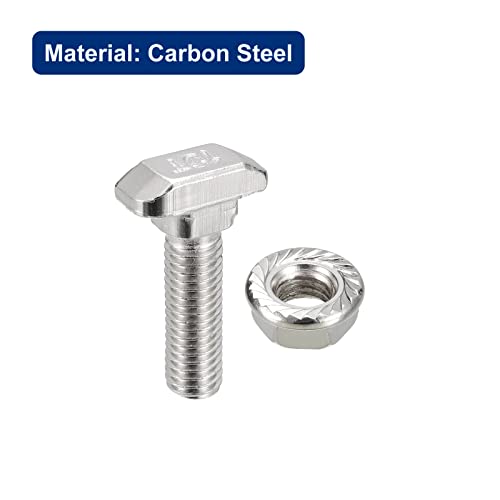 uxcell M8x30mm T Slot Drop-in Bolt and M8 Hexagon Flange Nut Set, 40 Sets Hammer Head T-Bolt T Shape Stud Sliding Screw for 45 Series Aluminum Profile