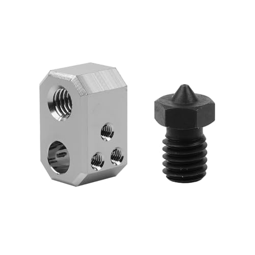 Sarini Upgraded Bi-Metallic Hot End Adapter with Coated Copper Block, 0.4mm V6 Hardened Steel Nozzle, Silicone Cap, Print Head, Compatible with Prusa I3 Nextruder 3D Printer
