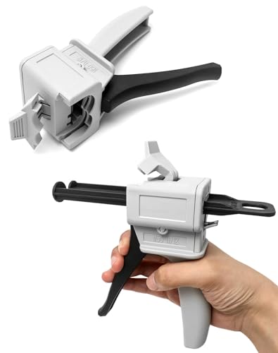 QWORK 50ml Dispensing Gun Kit, Impression Mixing Dispensing Gun, 1: 1/1: 2 AB Ratio, Static Mixer Mixing Nozzle, 4 Pack