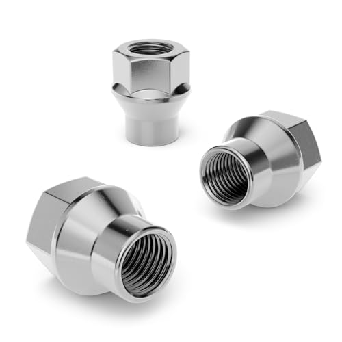 24pcs Chrome Silver Open ET Lug Nuts - Metric 12x1.5 Thread Size - 1 inch Length - Extended Threads - Cone Conical Taper Seat Shank - Compatible with Select 6Lug Vehicles and Aftermarket Wheels