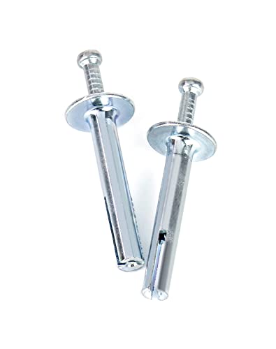 QWORK Hammer Drive Nail-in Anchors 1/4" x 1-1/2" 100 Pack Drive Anchors for Concrete & Brick Preassembled Nail Pin Expansion Anchors for Cabinets Panels Curtains