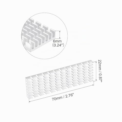 QUARKZMAN M.2 2280 NVMe SSD Heatsink Cooler with Aluminum Alloy Thermal Pad for PC, 70 x 22 x 6 mm, White