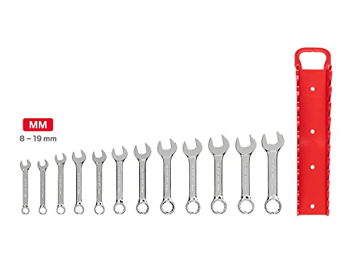TEKTON Stubby Combination Wrench Set, 12-Piece | WRN01170 12-Piece (8-19 mm) Holder